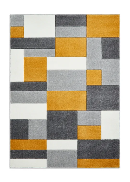 Think Rugs Matrix Yellow Geometric Rug - 80 x 150 Image 2