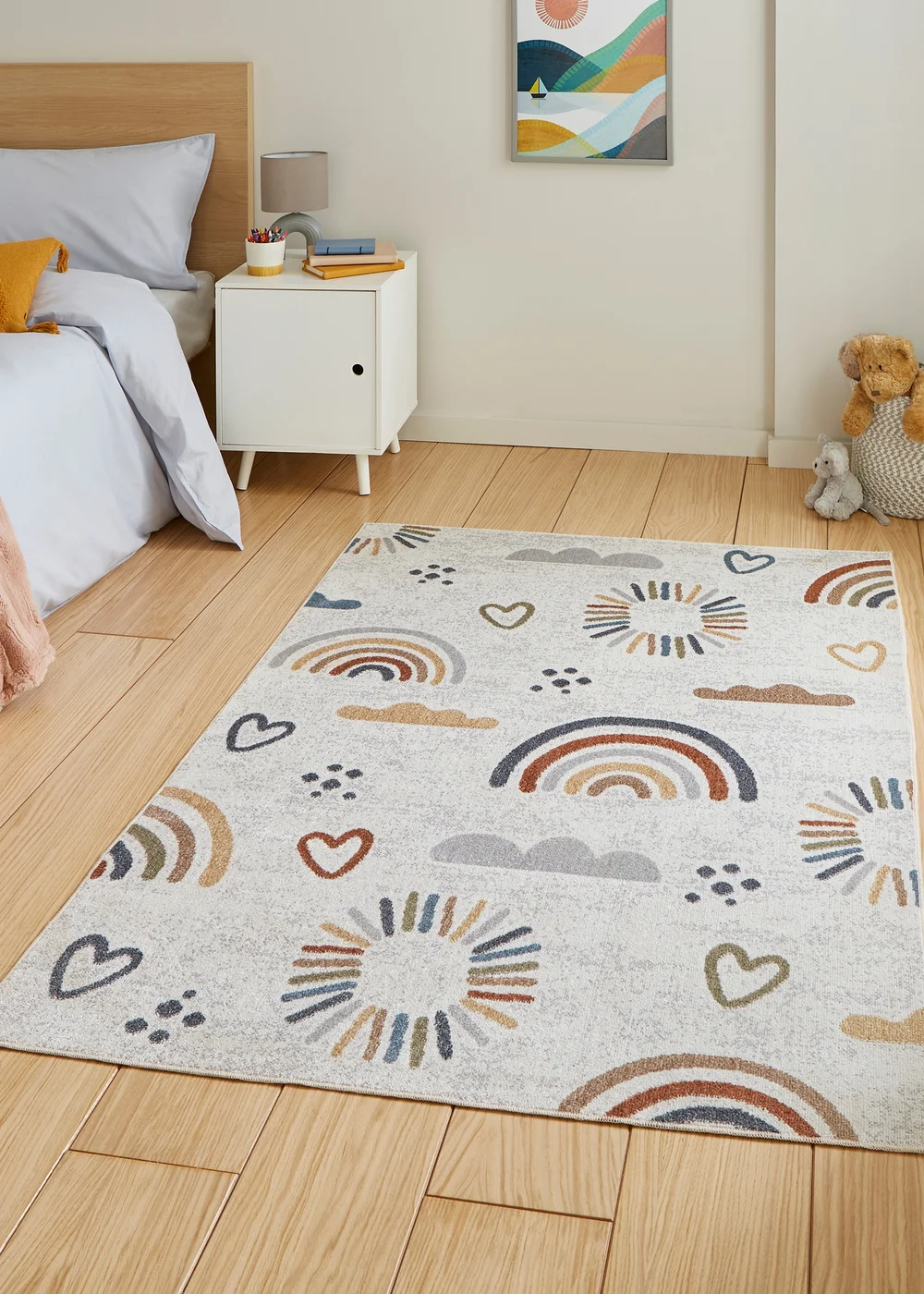 Think Rugs Vida Kids Rainbow Sun Washable Rug - 120 x 170 Image 1