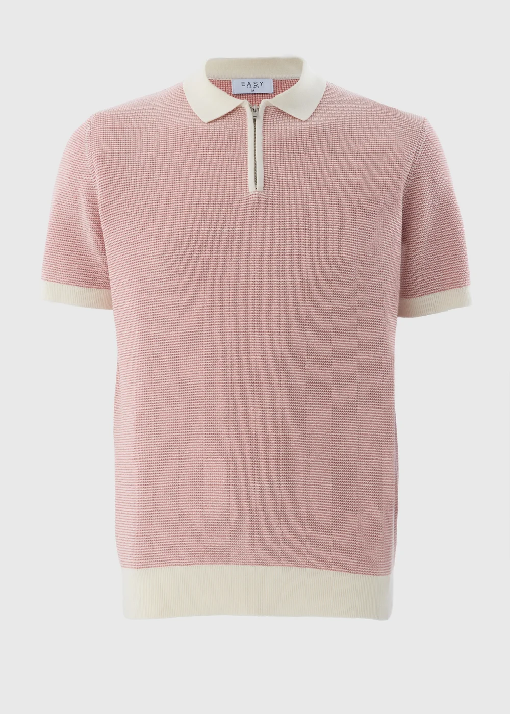 Pink Waffle 1/4 Zip Polo Shirt - S Image 3