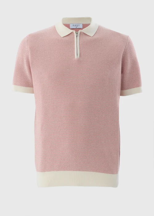 Pink Waffle 1/4 Zip Polo Shirt - S Image 3