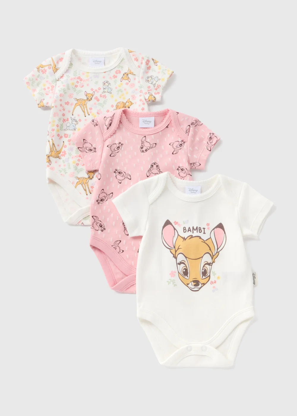 Disney 3 Pack Pink Bambi Bodysuits (Newborn-18mths) - 0-3 months Image 1