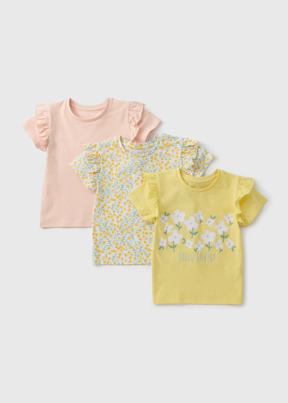 3 Pack Girls Multicolour Floral T-Shirts (1-7yrs) - 1-1.5 Yrs Image 1