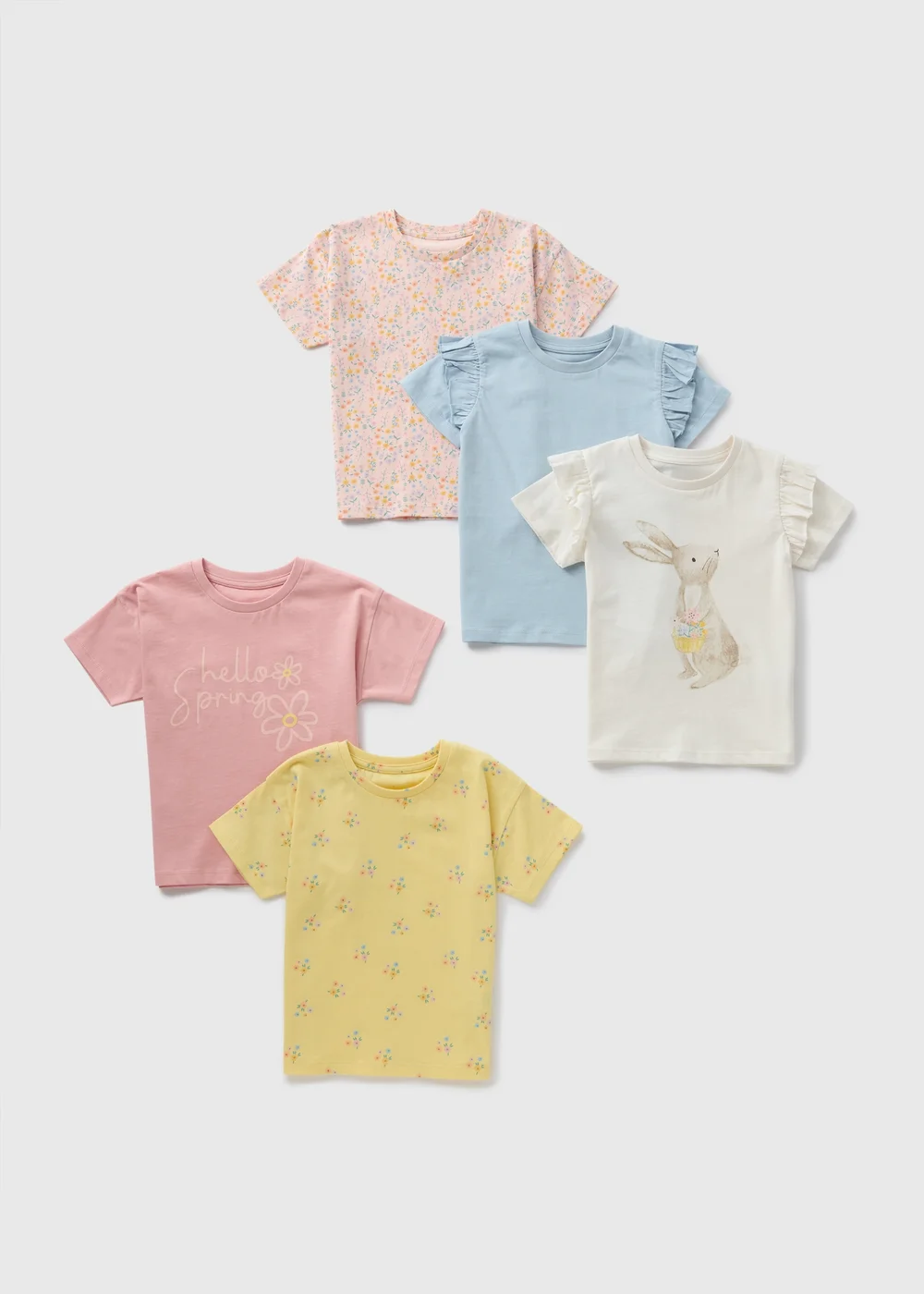 5 Pack Girls Multicolour Bunny T-Shirts (1-7yrs) - 2-3 Yrs Image 1