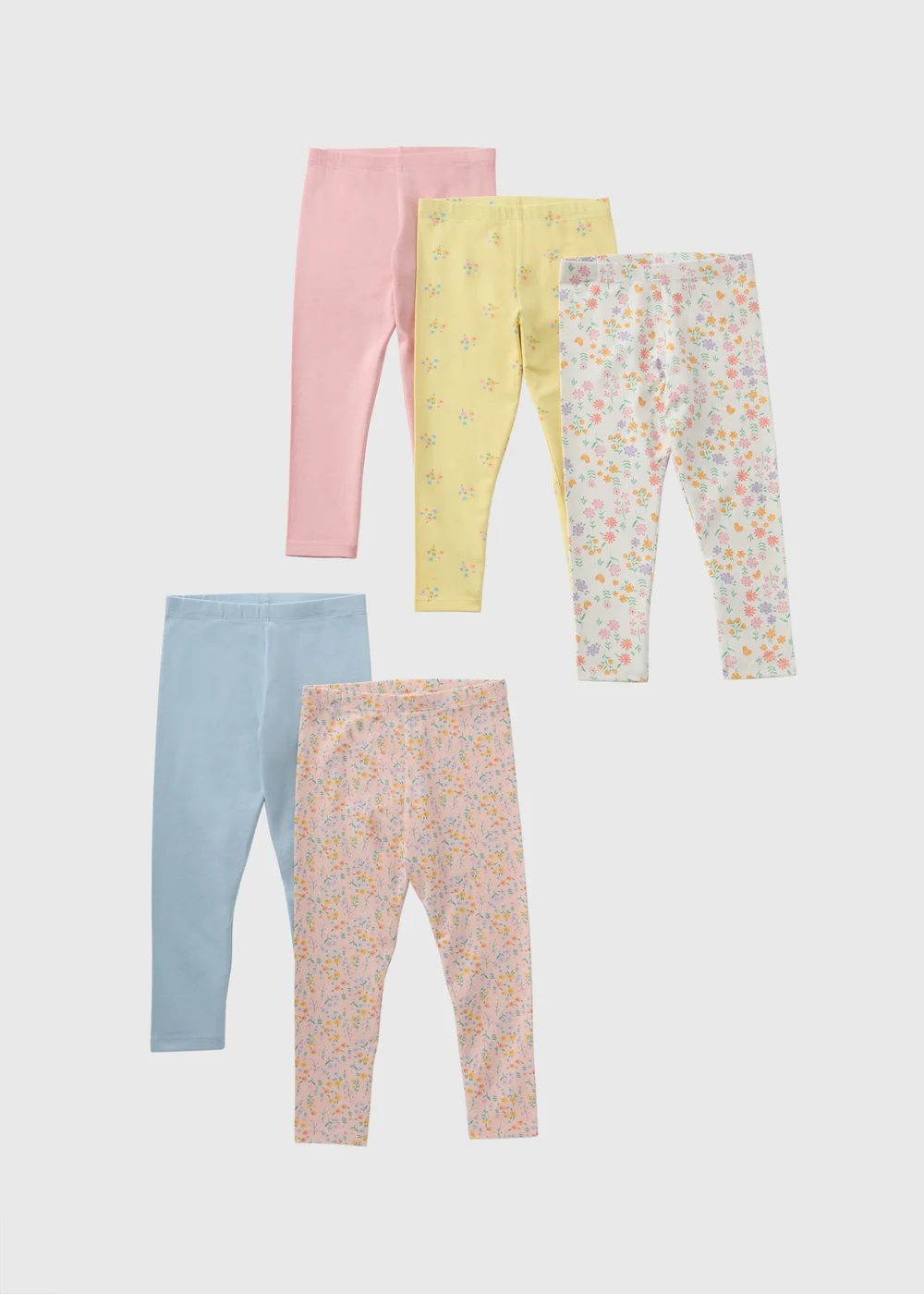 5 Pack Girls Floral Leggings (1-7yrs) - 1 half year to 2 Image 1