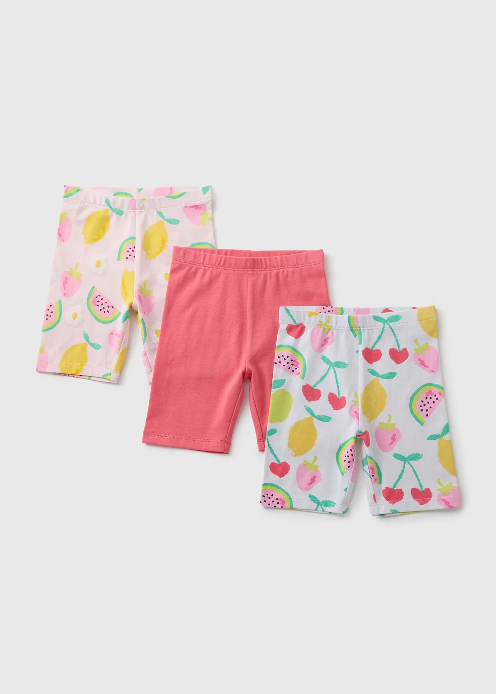 3 Pack Girls Pink Fruit Cycle Shorts (1-7yrs) - 1 half year to 2 Image 1