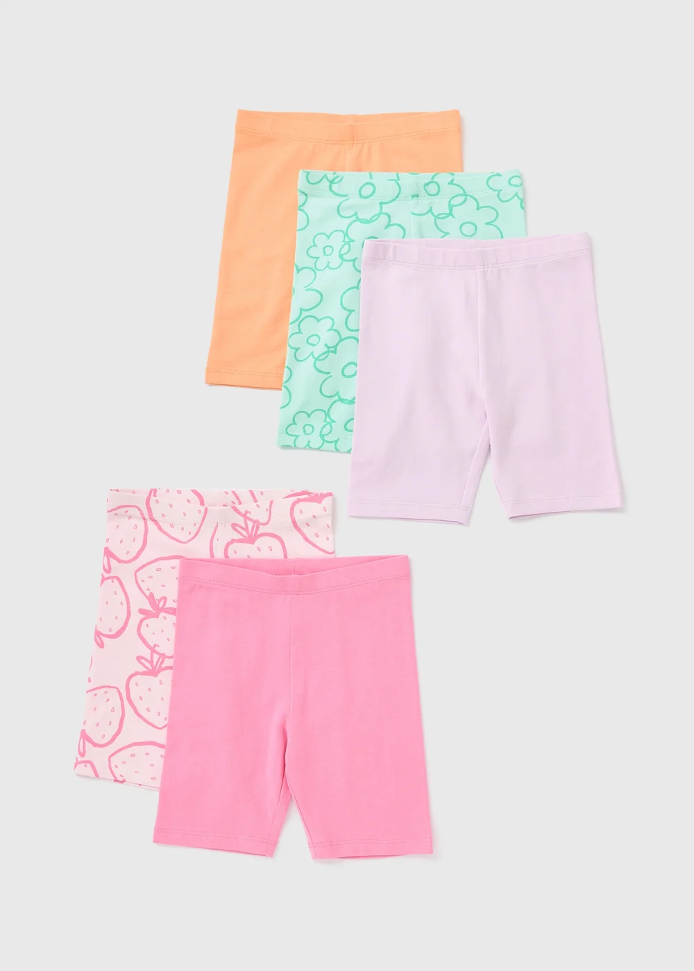 5 Pack Girls Multicolour Summer Cycling Shorts (1-7yrs) - 1 half year to 2 Image 1