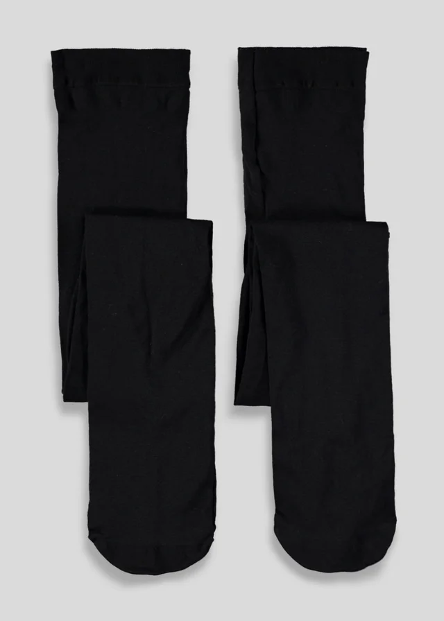 2 Pack Girls Black Opaque Tights (6-13yrs)