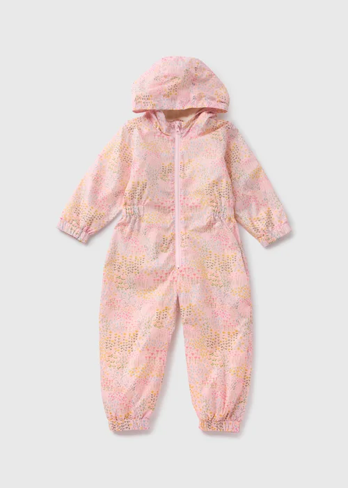 Girls Pink Floral Puddle Suit (1-7yrs) - 1-1.5 Yrs Image 1