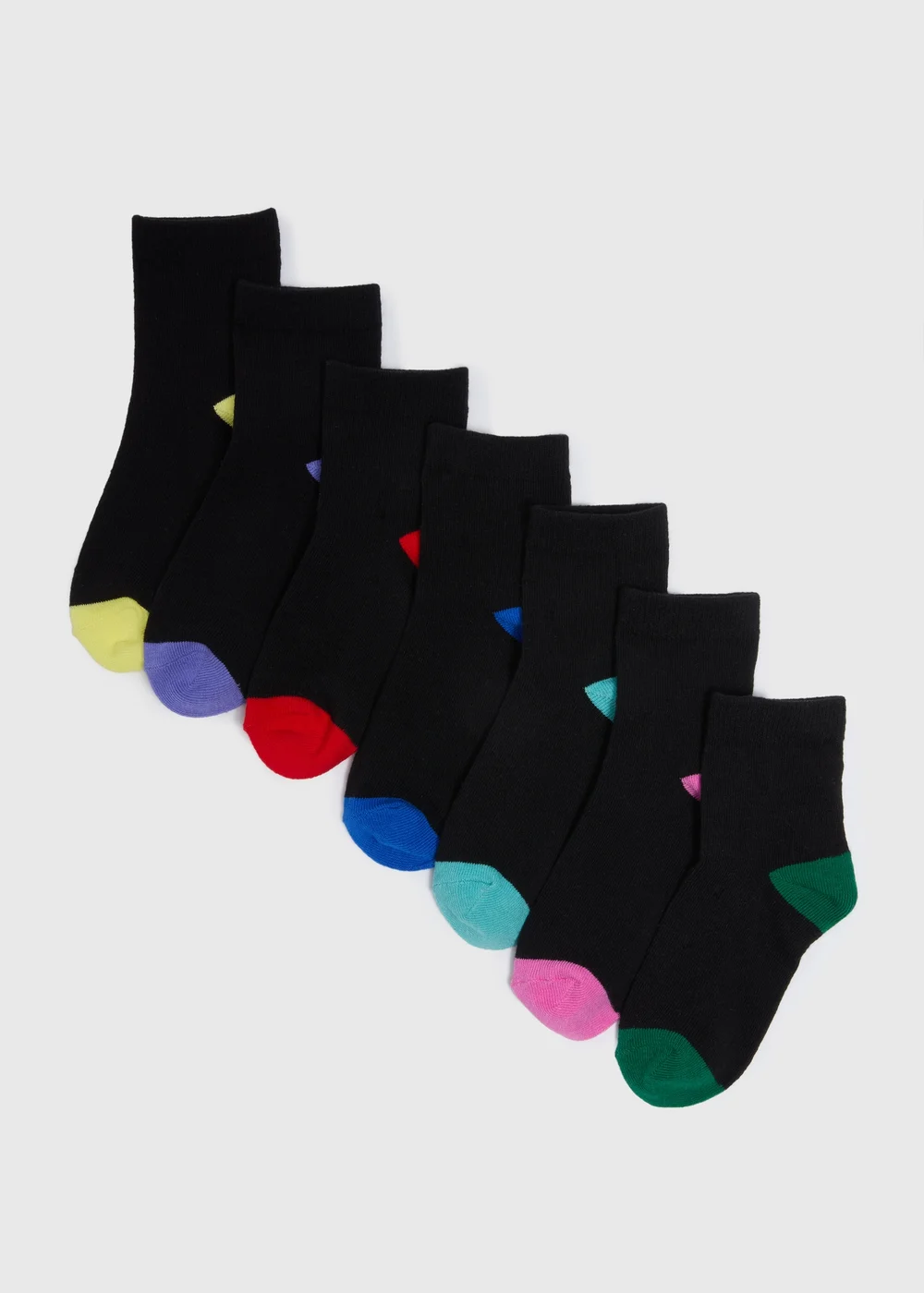 7 Pack Black Coloured Toe Socks (Younger 6-Older 6.5) - 6-8.5 Image 1