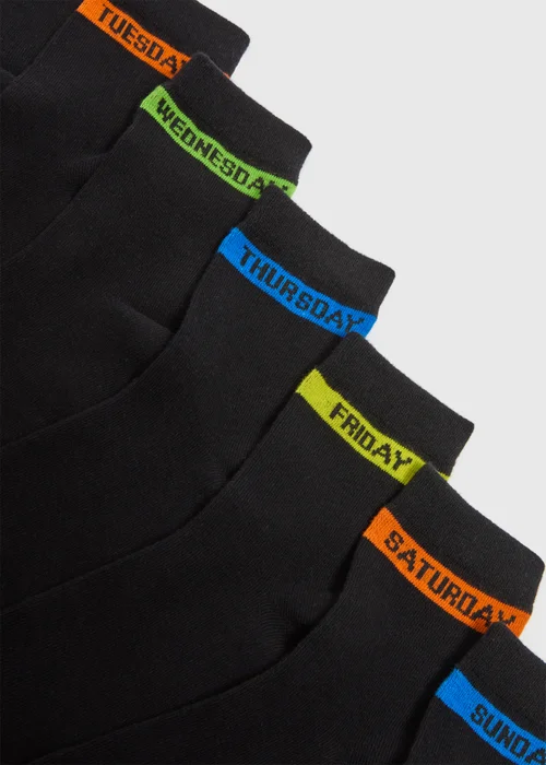 Boys Black 7 Pack Week Socks (Younger 6-Older 6.5) - 6-8.5 Image 2