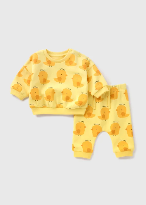 Baby Yellow Chick Sweatshirt & Jogging Bottom Set (Newborn-23mths) - 0-3 months Image 1