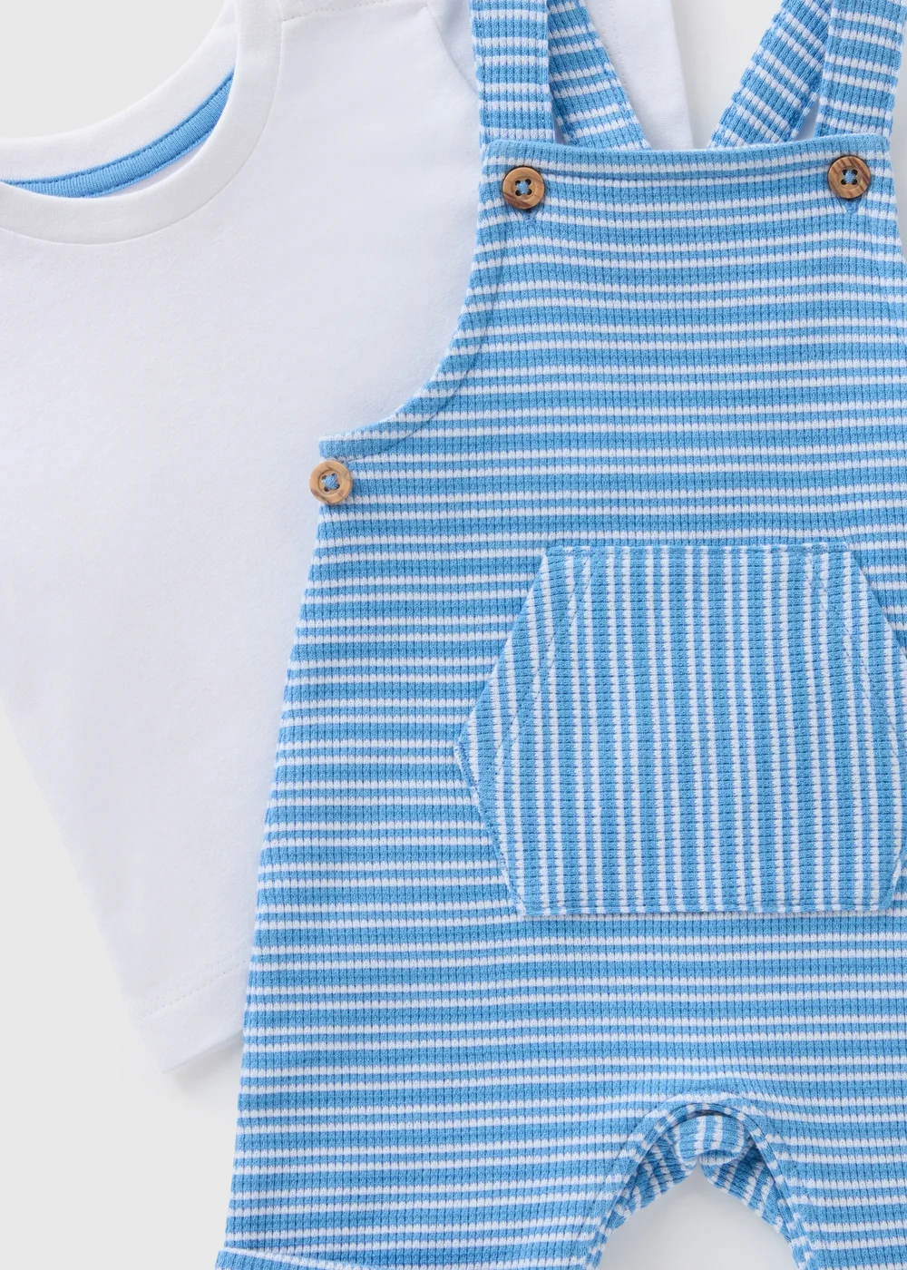 Baby Blue Stripe Knit T Shirt & Dungaree Set (Newborn-23mths) - 0-3 months Image 2
