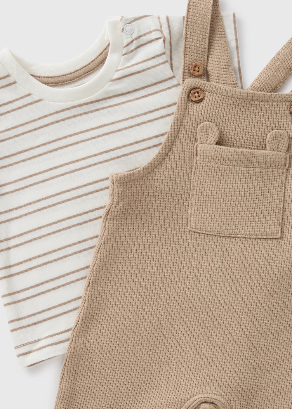 Baby Beige Stripe Knit Dungaree Set (Newborn-23mths) - 0-3 months Image 2
