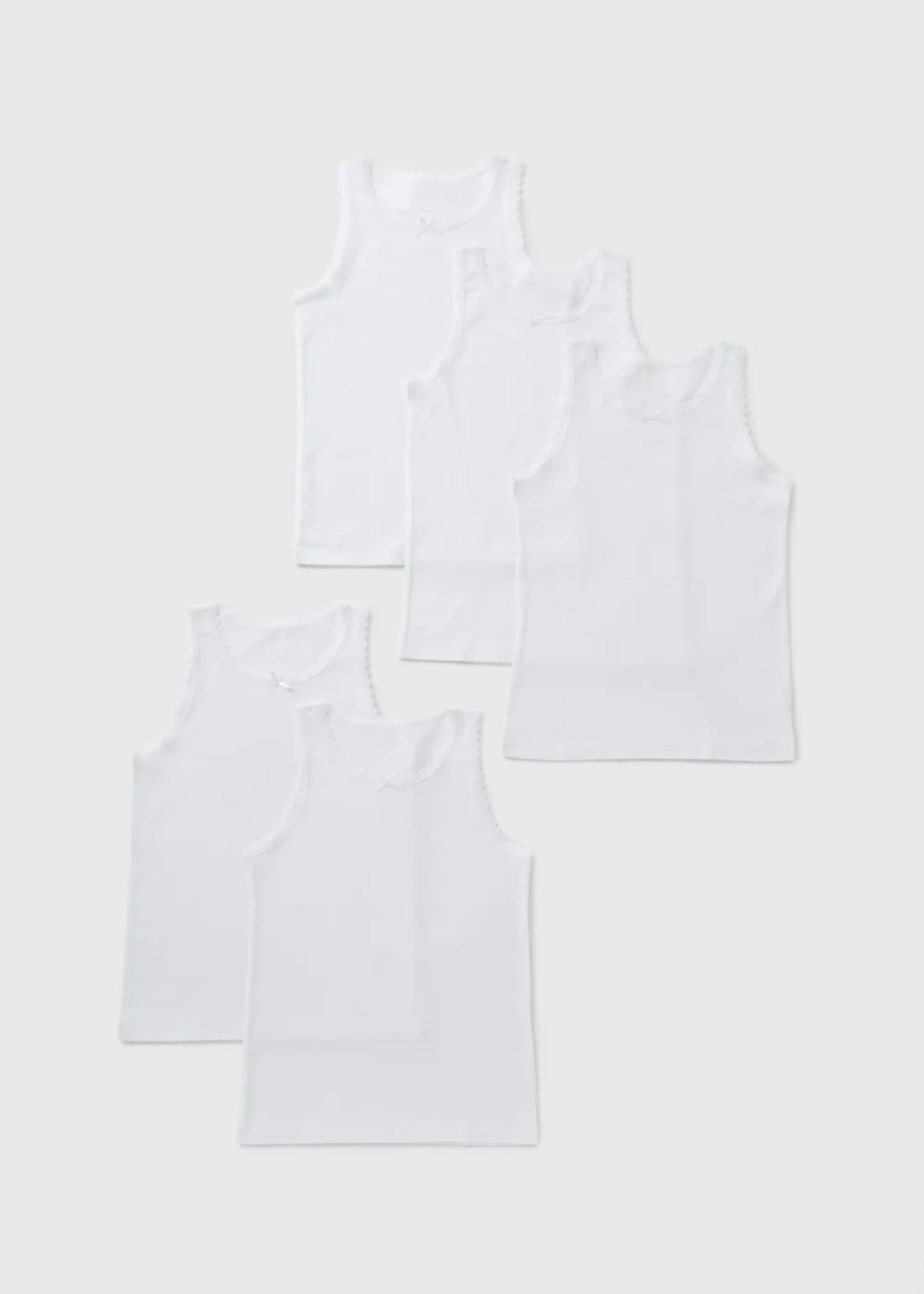 5 Pack Girls White Vests (2-11yrs) - 2-3 Yrs Image 1