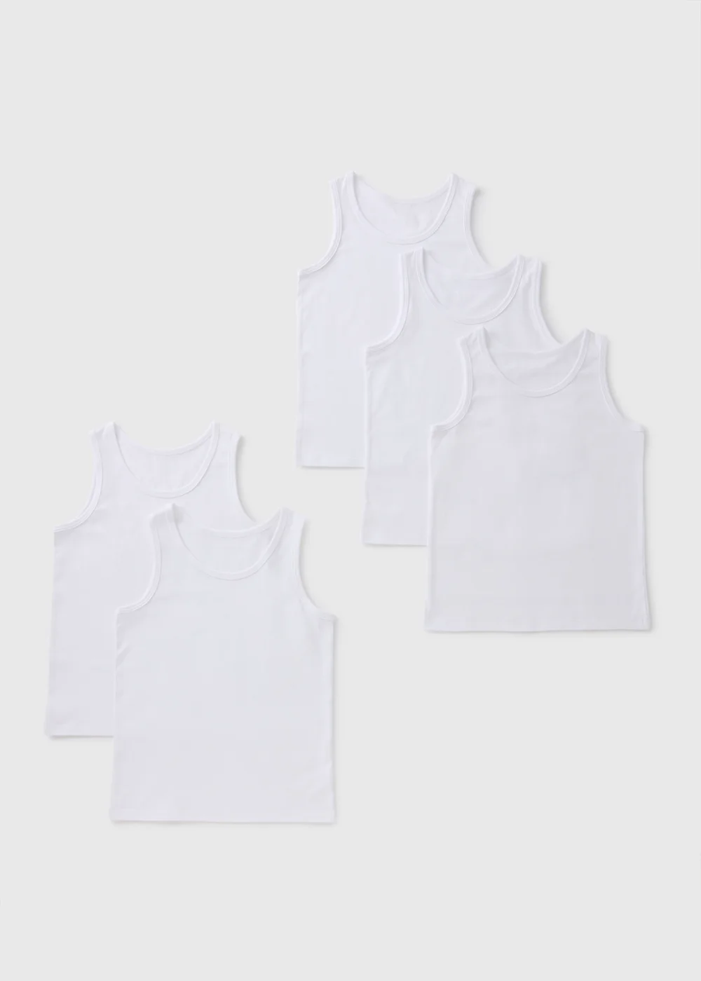 5 Pack Boys White Vests (2-13yrs) - 2-3 Yrs Image 1
