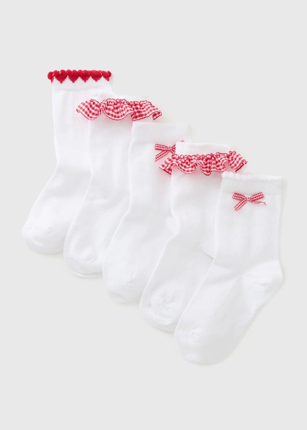 5 Pack Red Gingham Socks (Younger 6-Older 6.5) - 4-6.5 Image 1