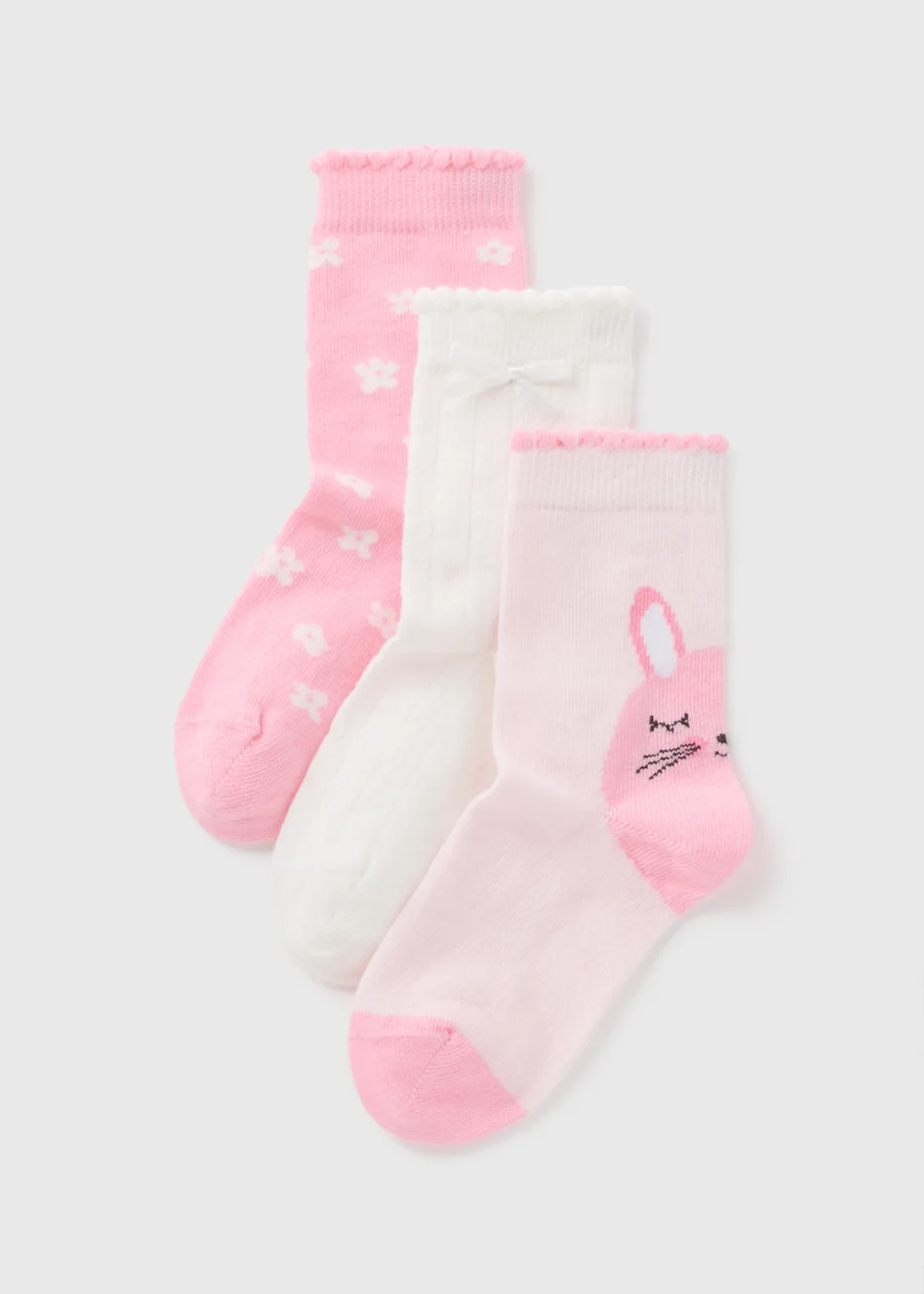 3 Pack Girls Bunny Socks (Younger 6-Older 6.5) - 4-6.5 Image 1