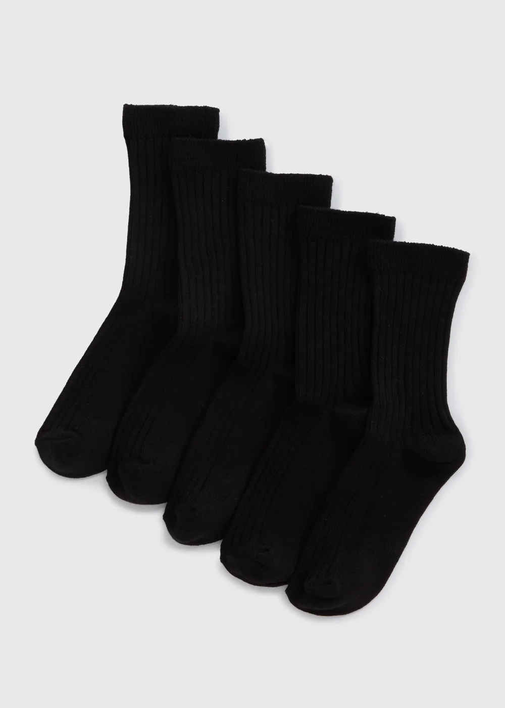 5 Pack Boys Black Ribbed Socks (Younger 9-Older 6.5) - 9-12 Image 1