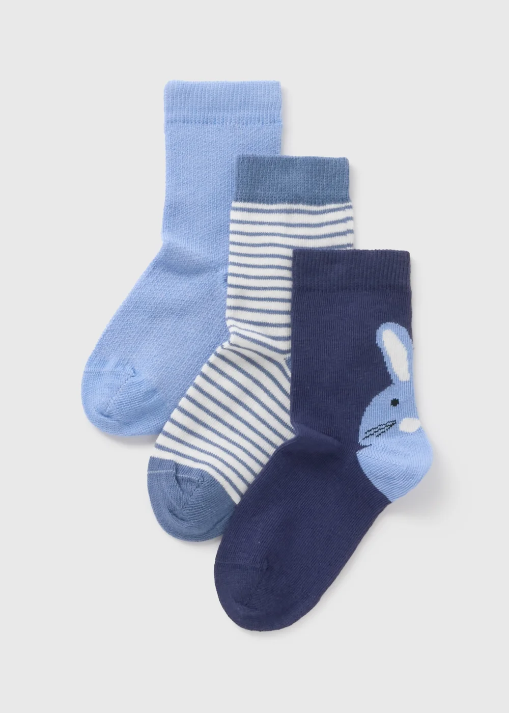 3 Pack Kids Blue Bunny Socks (Younger 6-Older 6.5) - 4-6.5 Image 1