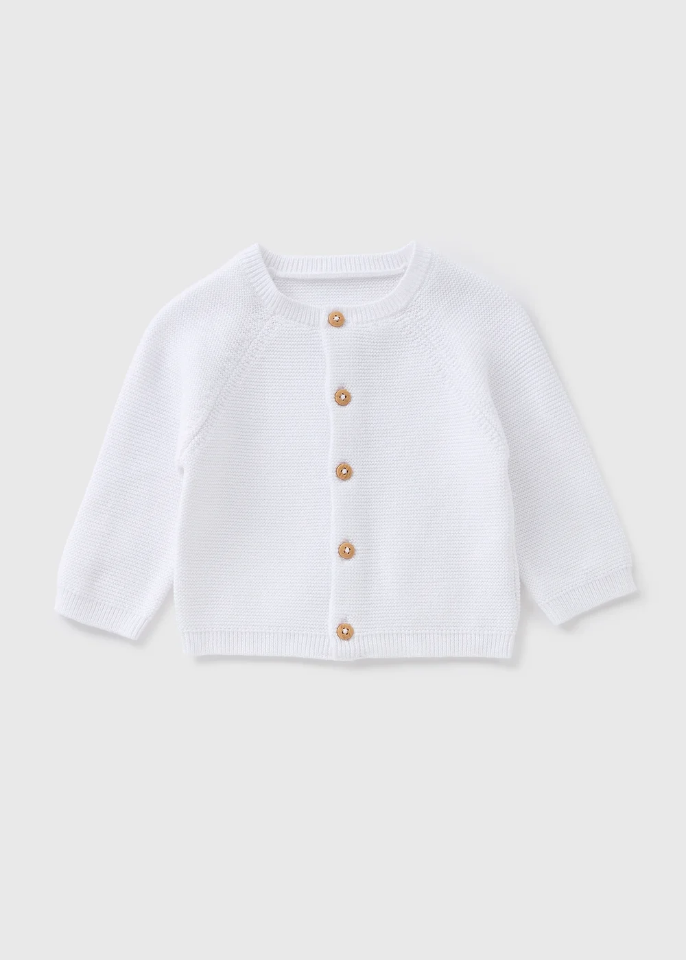 Baby White Knitted Raglan Cardigan (Newborn-12mths) - 0-3 months Image 1