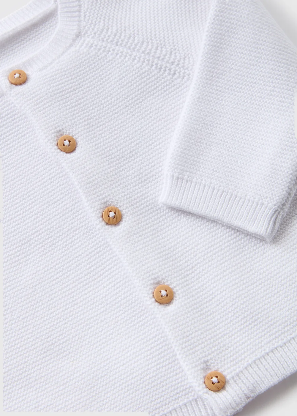 Baby White Knitted Raglan Cardigan (Newborn-12mths) - 0-3 months Image 2