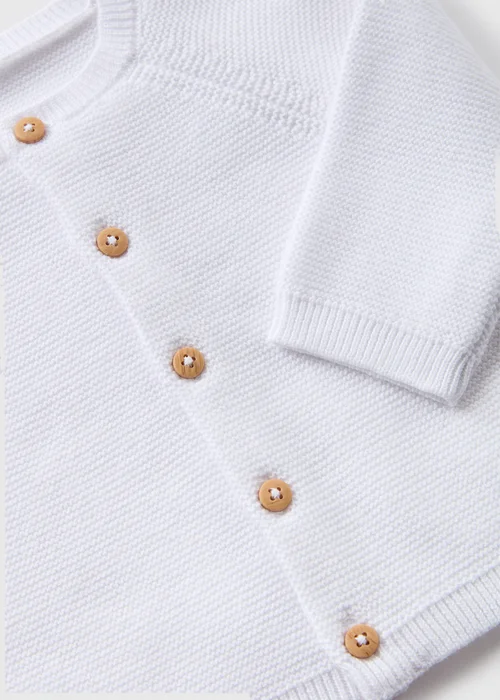 Baby White Knitted Raglan Cardigan (Newborn-12mths) - 0-3 months Image 2