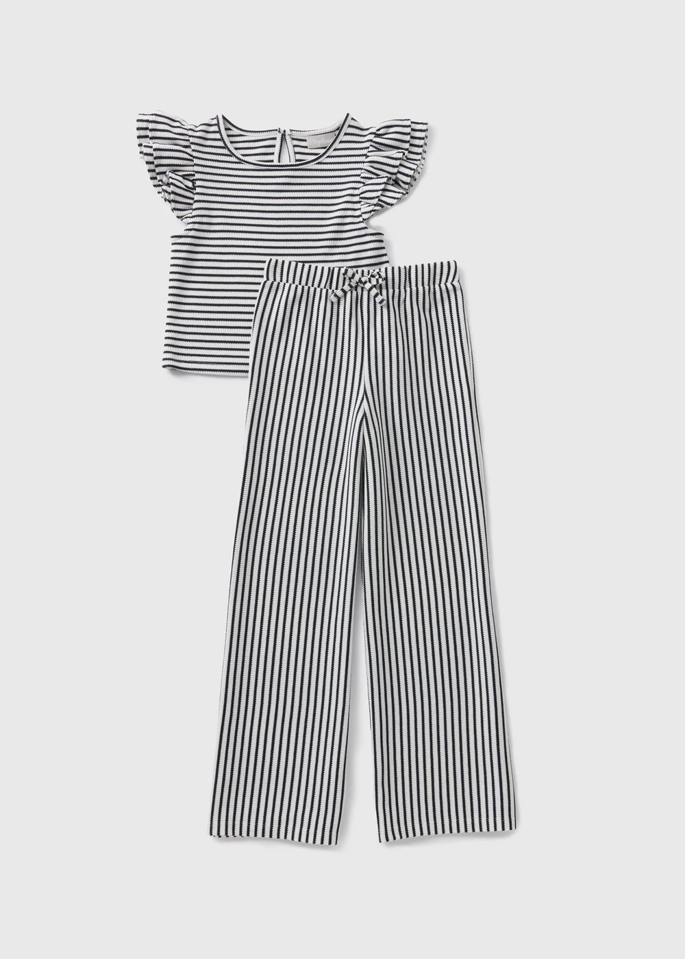 Girls Black Mono Stripe Top & Trouser Set (7-15yrs) - 7 Yrs Image 1