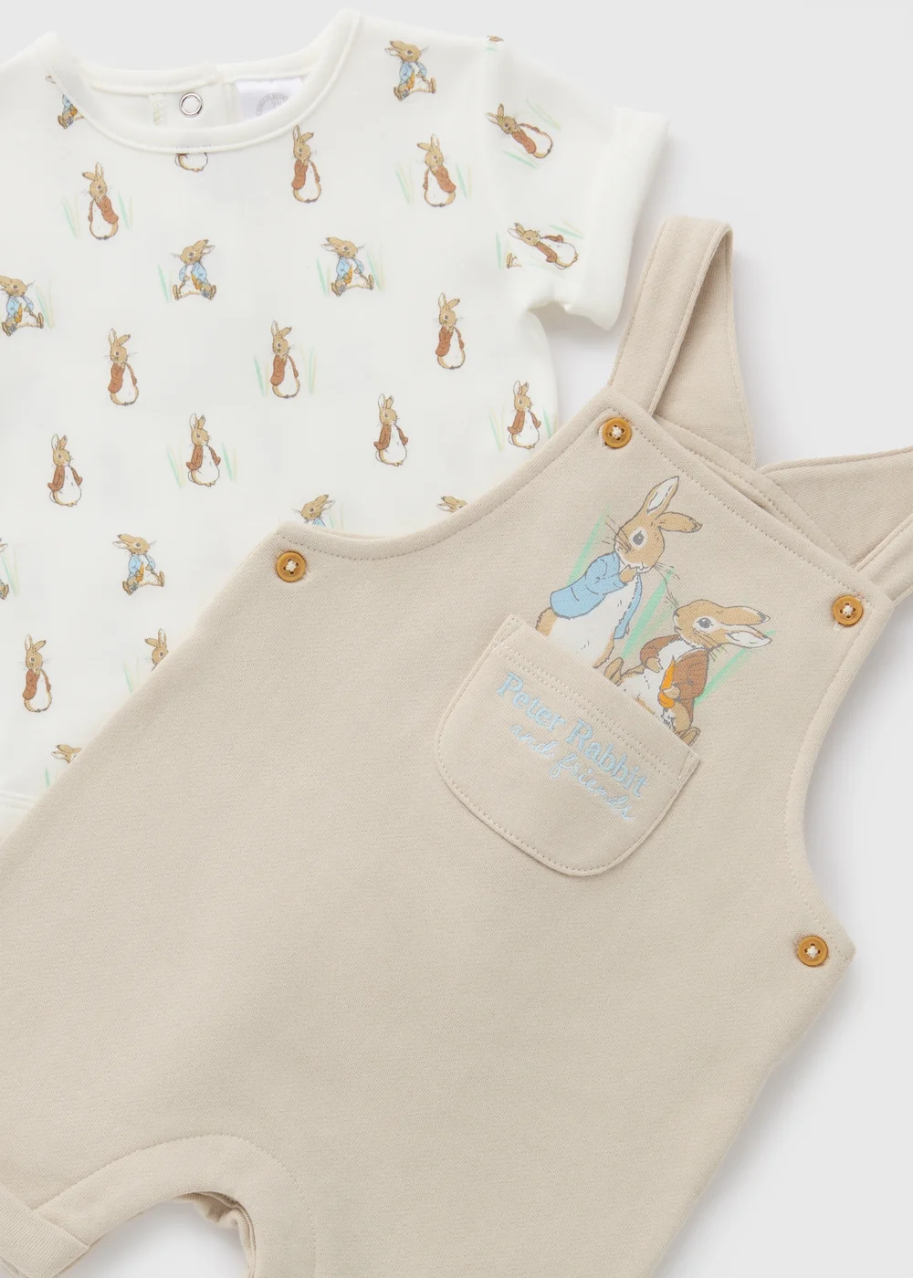 Peter Rabbit Baby Beige Dungaree Set (Newborn-18mths) - 0-3 months Image 2