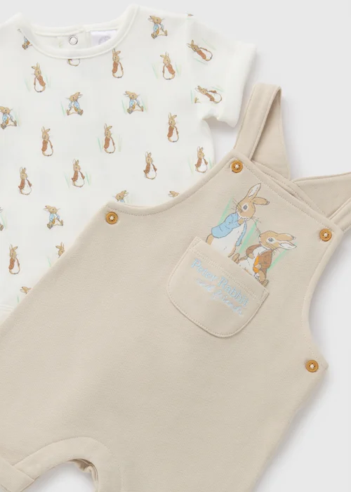 Peter Rabbit Baby Beige Dungaree Set (Newborn-18mths) - 0-3 months Image 2