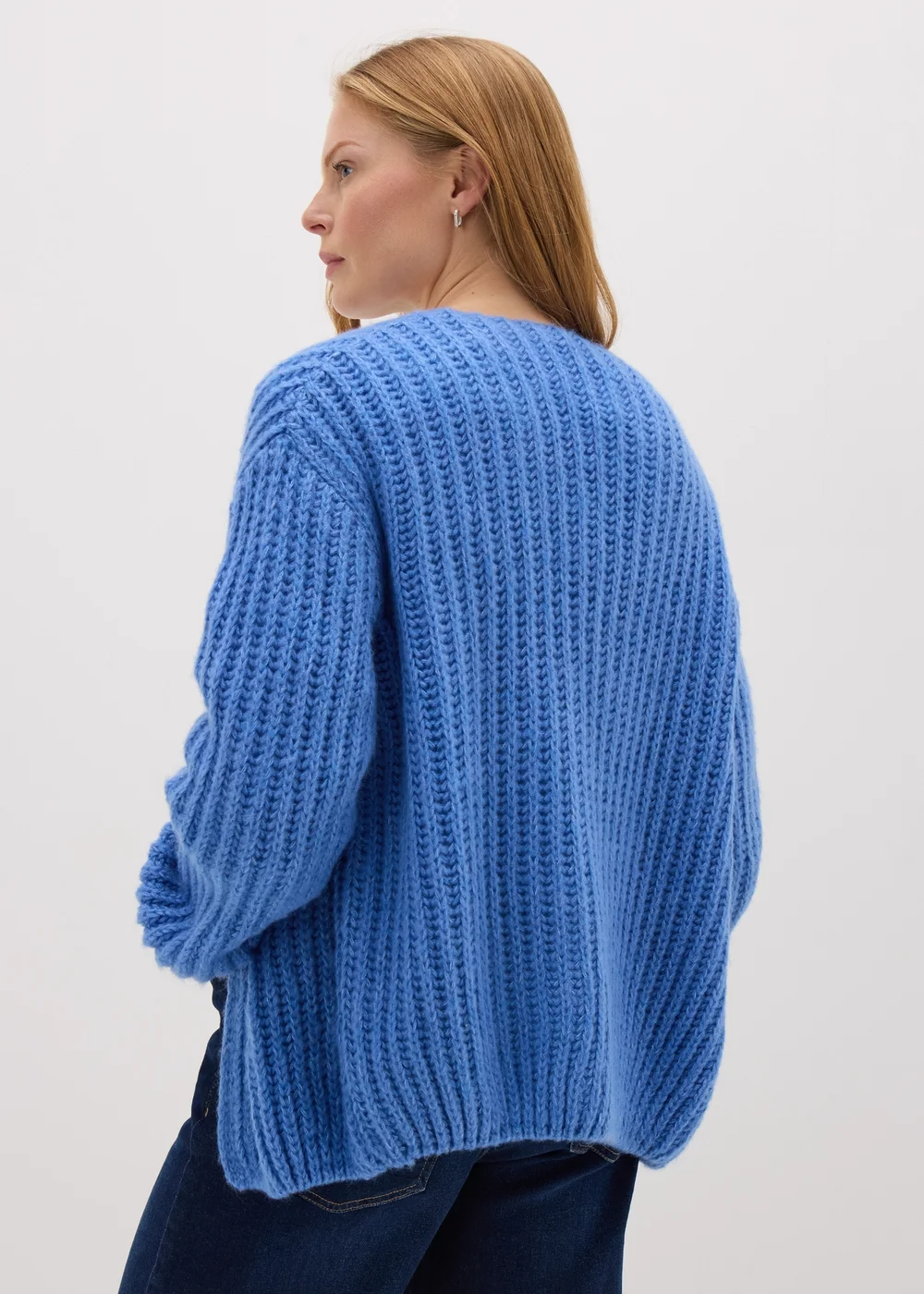 Blue Lofty Ribbed Knit Cardigan - XS Image 3