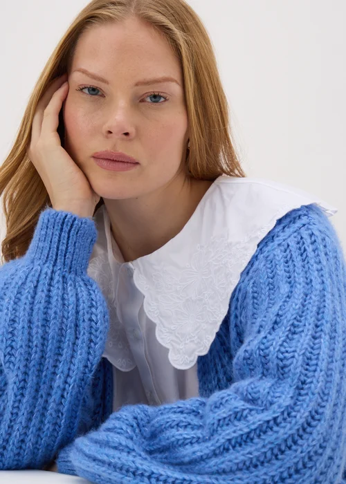 Blue Lofty Ribbed Knit Cardigan - XS Image 1