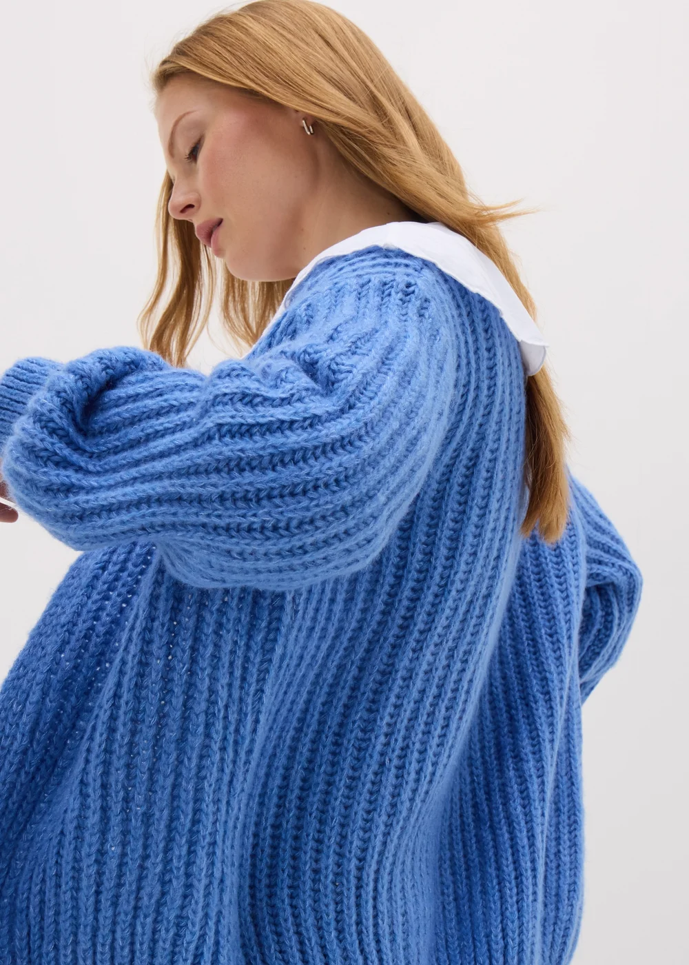 Blue Lofty Ribbed Knit Cardigan - XS Image 2