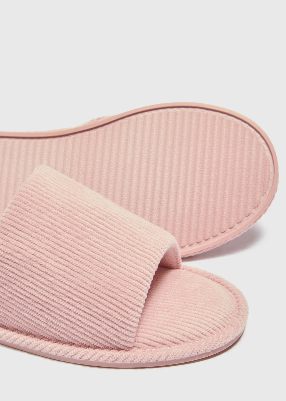 Pink Ribbed Slider Slippers - Small Image 2