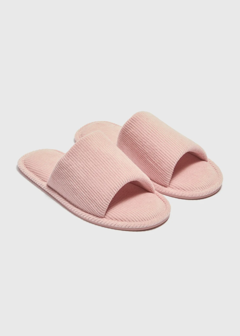 Pink Ribbed Slider Slippers - Small Image 1