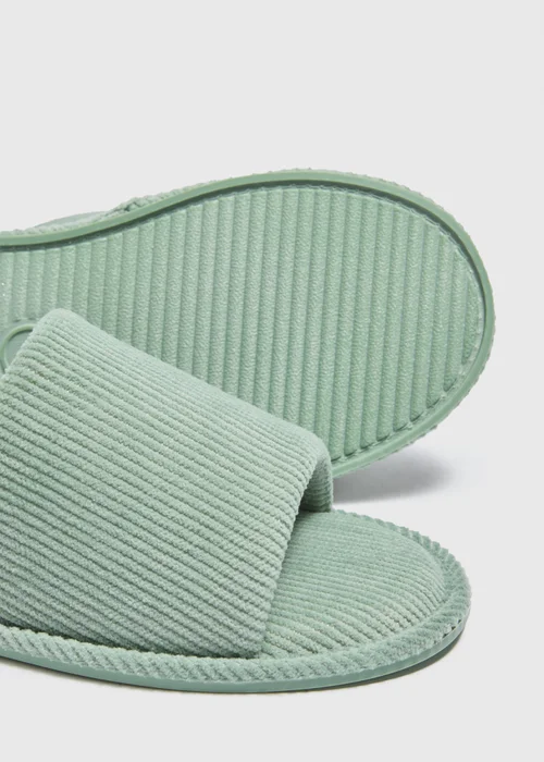 Green Ribbed Slider Slippers - Small Image 2