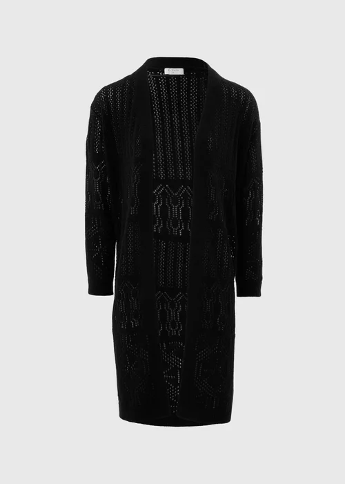 Black Longline Pointelle Cardigan - S Image 4