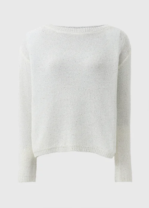 Ivory Sequin Boat Neck Jumper - XS Image 4