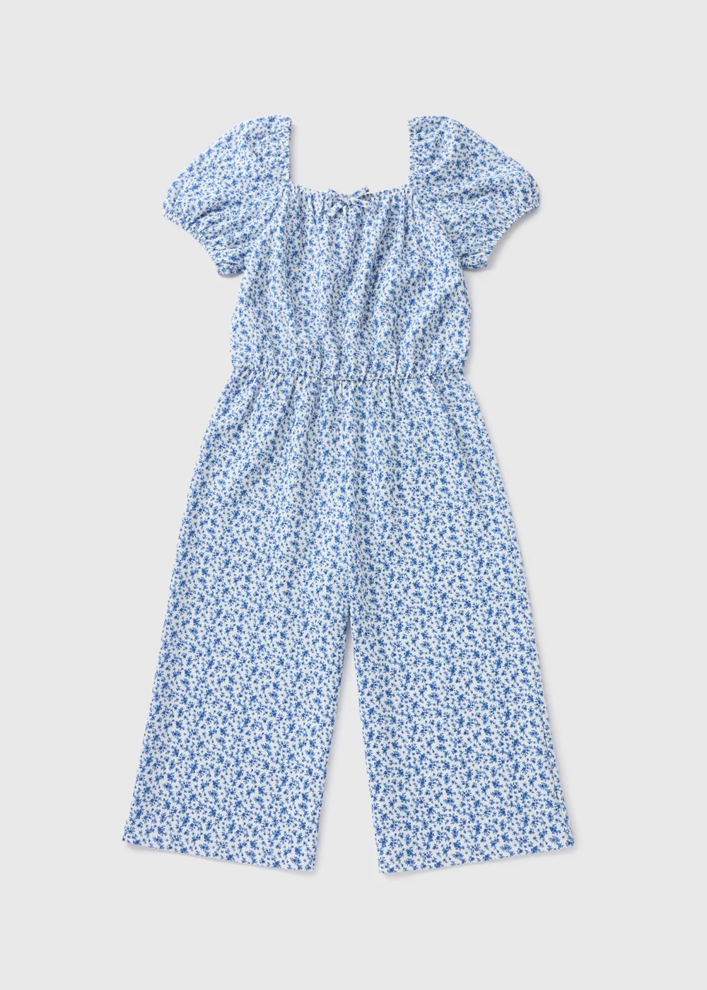 Girls Blue Floral Crinkle Jumpsuit (7-15yrs) - 7 Yrs Image 1