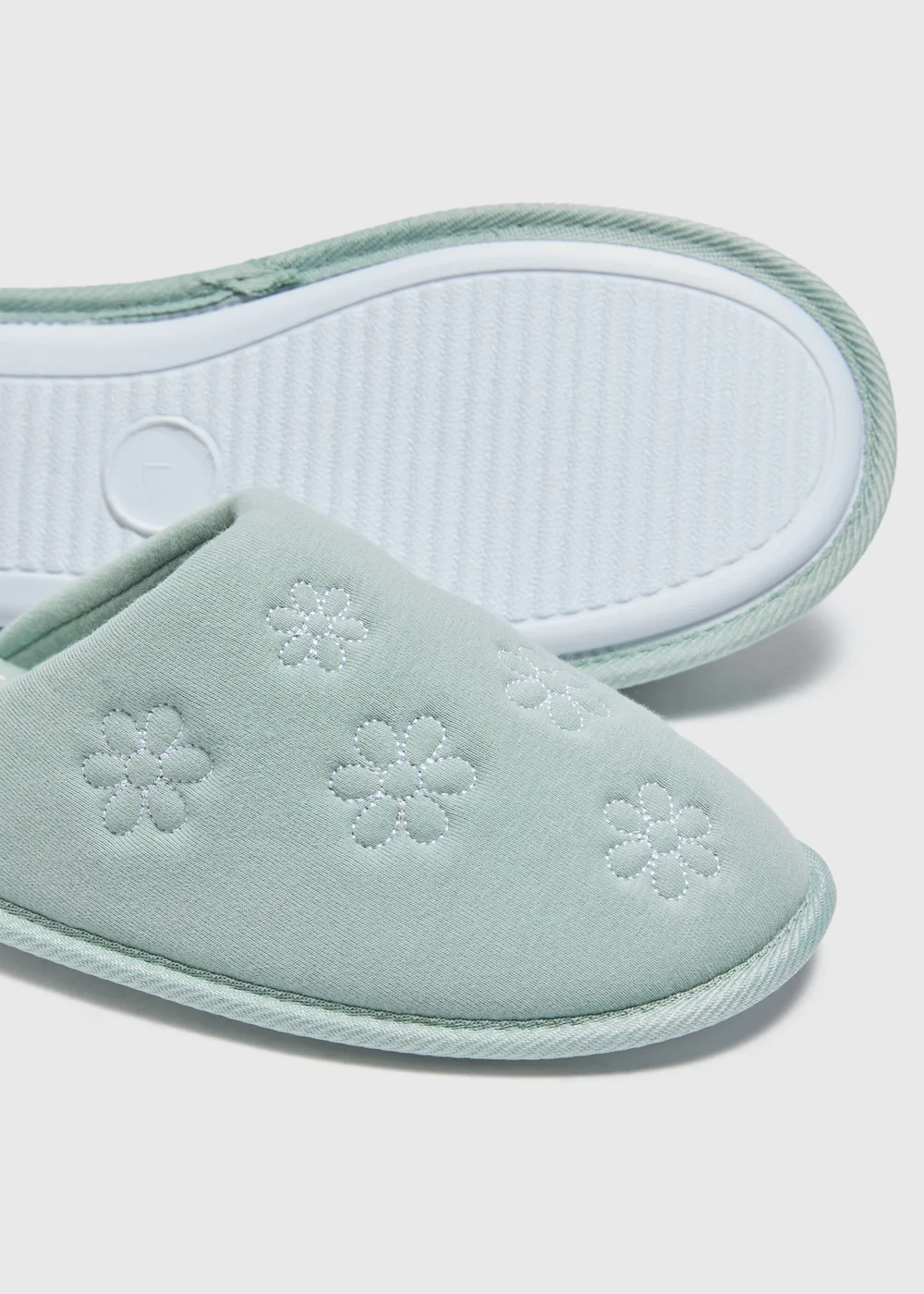 Green Flower Embossed Mule Slippers - Small Image 2