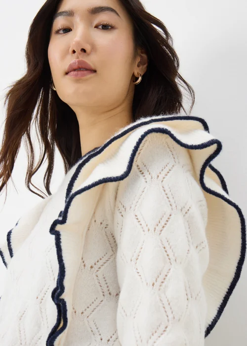 Ivory Pointelle Frill Jumper - XS Image 3