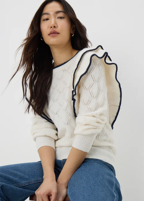 Ivory Pointelle Frill Jumper - XS Image 1