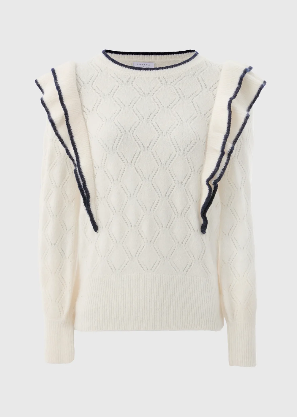 Ivory Pointelle Frill Jumper - XS Image 4