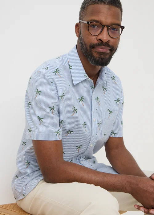 Lincoln Blue Stripe Palm Tree Shirt - S Image 2