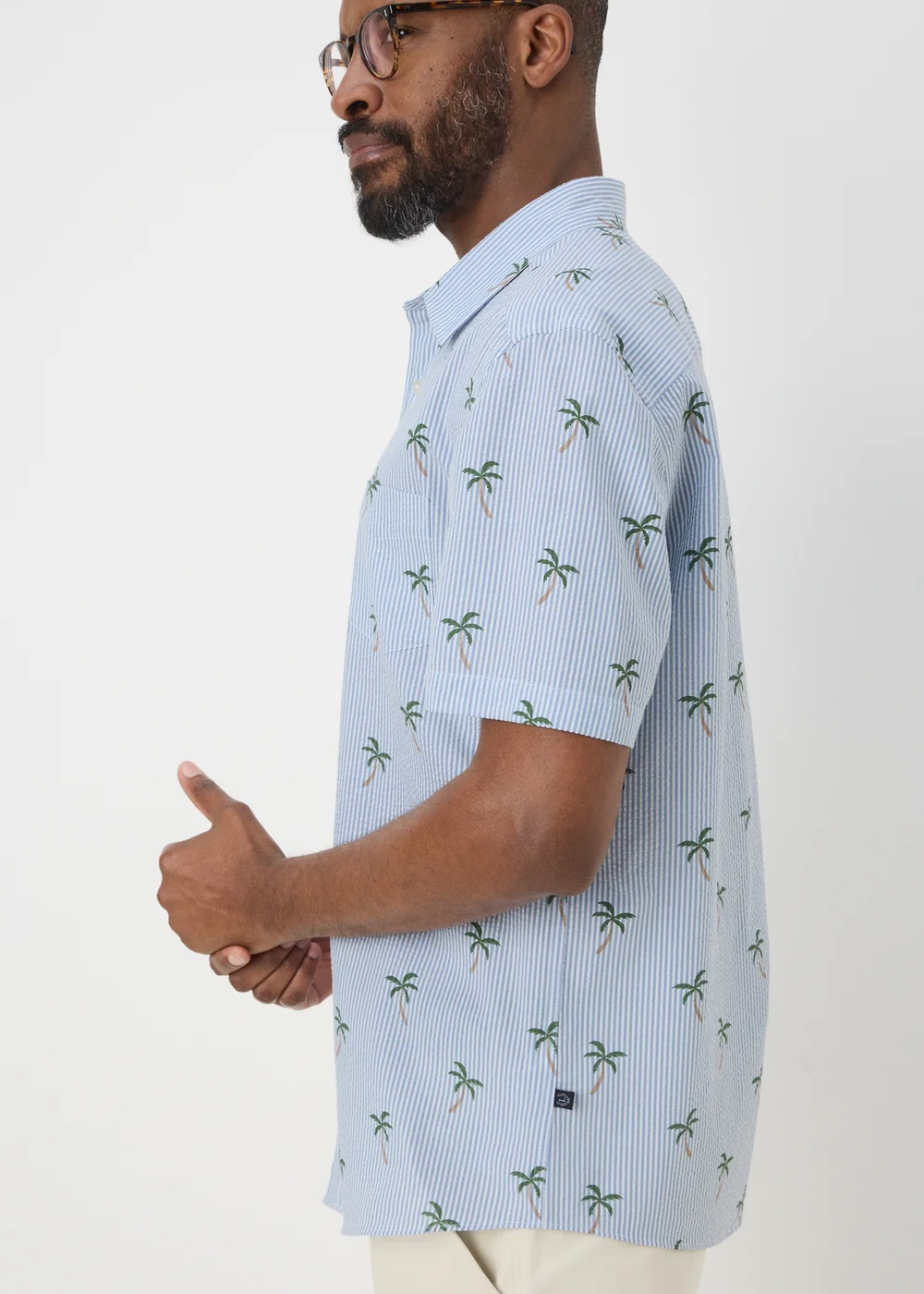 Lincoln Blue Stripe Palm Tree Shirt - S Image 1