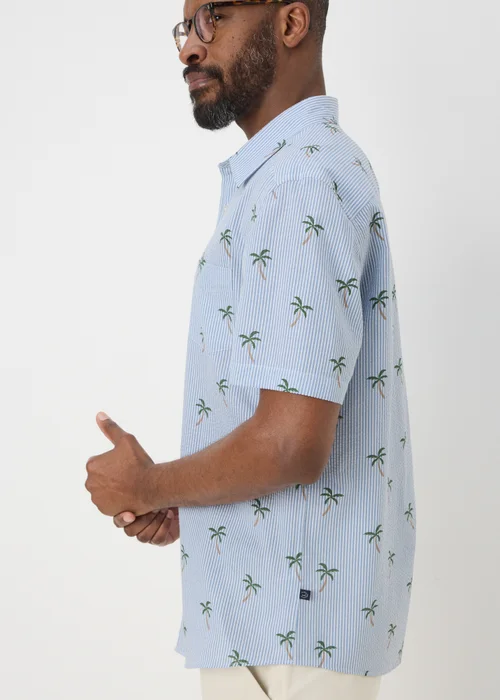 Lincoln Blue Stripe Palm Tree Shirt - S Image 1