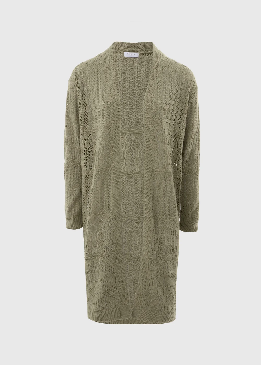 Sage Green Pointelle Longline Cardigan - XS Image 4