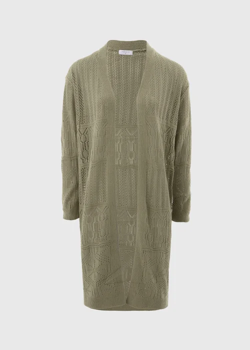 Sage Green Pointelle Longline Cardigan - XS Image 4