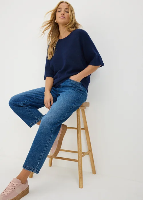 Navy Short Sleeve Jumper - XS Image 1