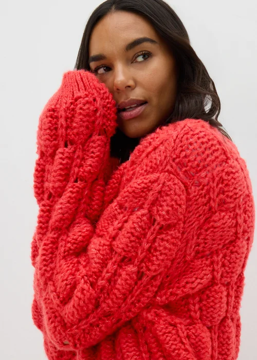 Coral Chunky Knit Cardigan - XS Image 3