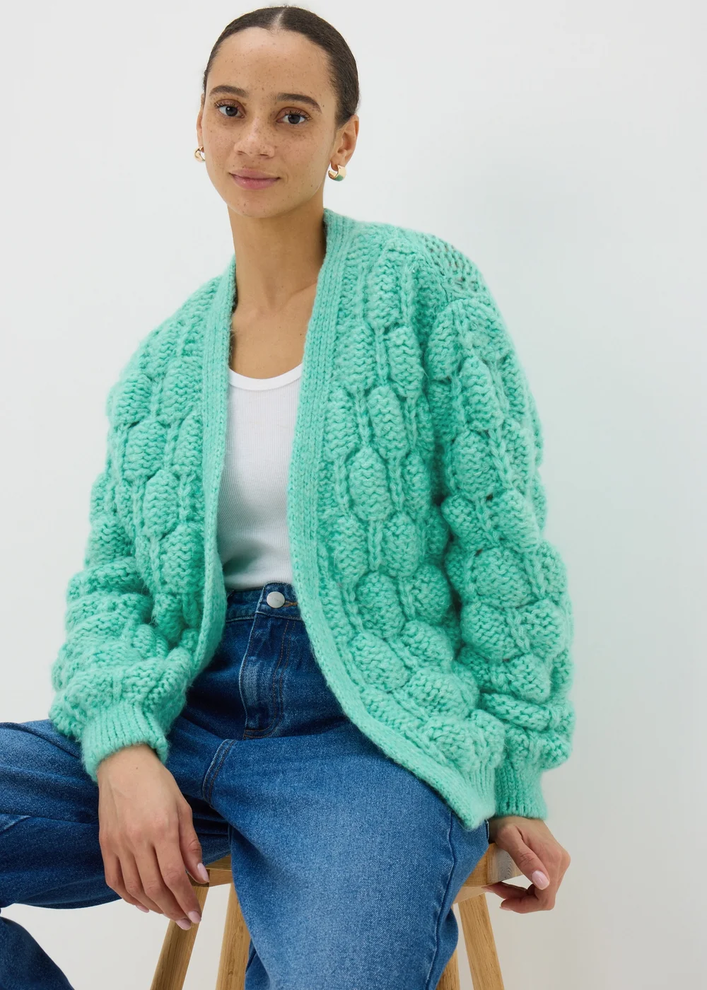 Green Chunky Knit Cardigan - XS Image 3